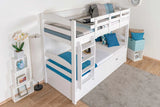 Stockbett für Erwachsene "Easy Premium Line" K18/h inkl. Liegeplatz und 2 Abdeckblenden, Kopfteil mit Löchern, Buche Vollholz massiv Weiß - Liegefläche: 90 x 200 cm, teilbar