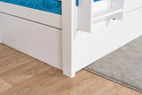 Stockbett für Erwachsene "Easy Premium Line" K18/h inkl. Liegeplatz und 2 Abdeckblenden, Kopfteil mit Löchern, Buche Vollholz massiv Weiß - Liegefläche: 90 x 200 cm, teilbar