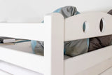 Stockbett für Erwachsene "Easy Premium Line" K18/h inkl. Liegeplatz und 2 Abdeckblenden, Kopfteil mit Löchern, Buche Vollholz massiv Weiß - Liegefläche: 90 x 200 cm, teilbar