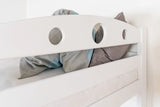 Stockbett für Erwachsene "Easy Premium Line" K18/h inkl. Liegeplatz und 2 Abdeckblenden, Kopfteil mit Löchern, Buche Vollholz massiv Weiß - Liegefläche: 90 x 200 cm, teilbar
