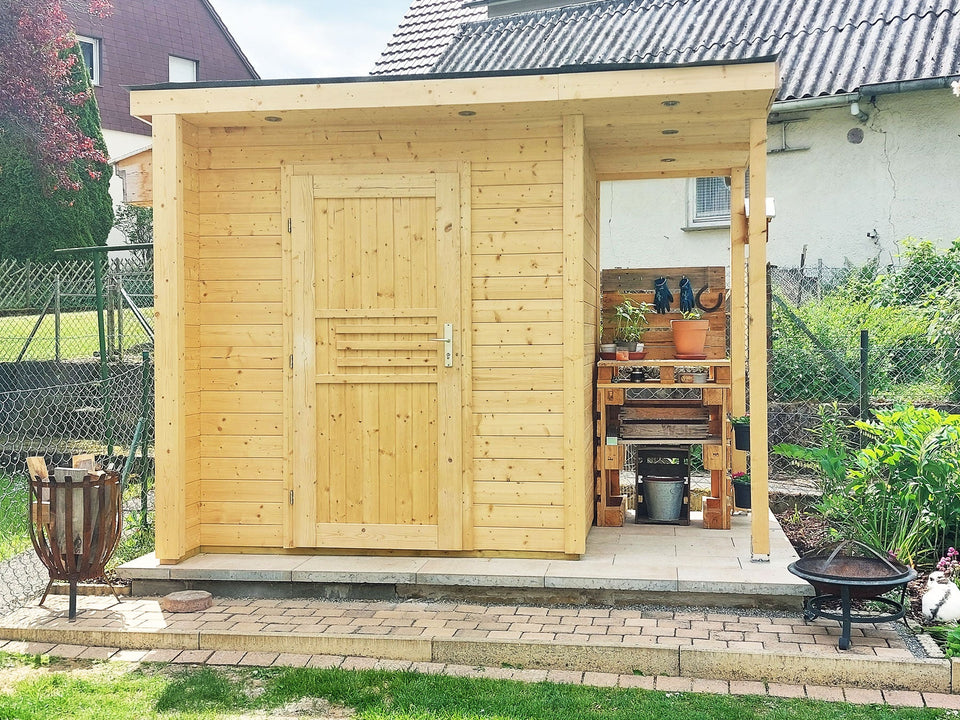 Gartenhaus Paran 19 mm, Farbe: Natur - Außenmaße (B x T): 204 x 202 cm