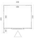 Gartenhaus Paran 19 mm, Farbe: Natur - Außenmaße (B x T): 204 x 202 cm