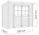 Steiner Gartenhaus Glücksburg 02 | Doppelflügeltür inkl. Fenster | inkl. Fußboden | Naturbelassen | Nutzfläche: 2,92 m² | Pultdach | Holz-Gerätehaus