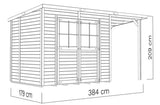 Steiner Gartenhaus Glücksburg 04 | inkl. Schleppdach | inkl. Fußboden | Naturbelassen | Nutzfläche: 6,87 m² | Pultdach | Doppelflügeltür inkl. Fenster
