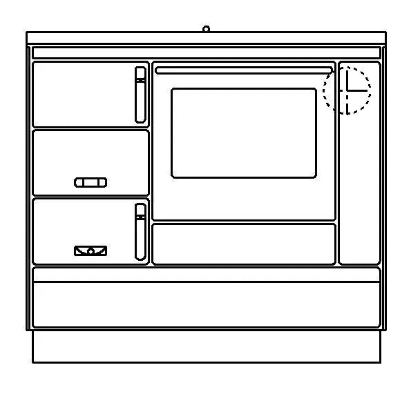 Festbrennstoff - Herd Typ 9100 mit Stahlplatte gussgrau und Backrohr - Ausführung: Weiß links mit verchromten Griffen