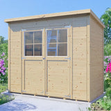 Steiner Gartenhaus Glücksburg 02 | Doppelflügeltür inkl. Fenster | inkl. Fußboden | Naturbelassen | Nutzfläche: 2,92 m² | Pultdach | Holz-Gerätehaus