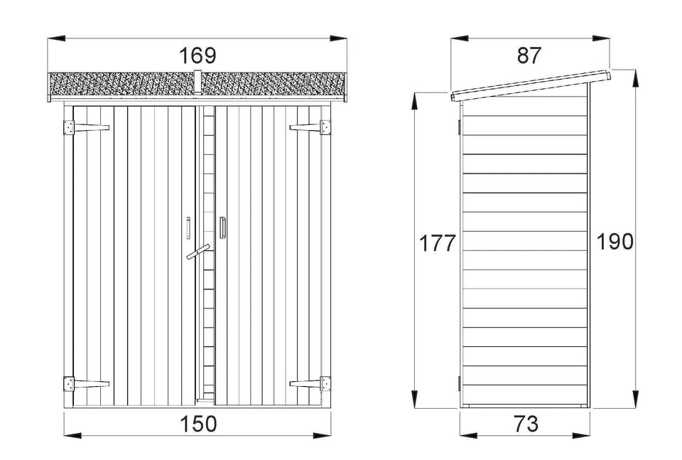 Gartenschrank - Abmessungen: 150 x 73 x 190 cm (L x B x H)