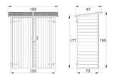 Gartenschrank - Abmessungen: 150 x 73 x 190 cm (L x B x H)