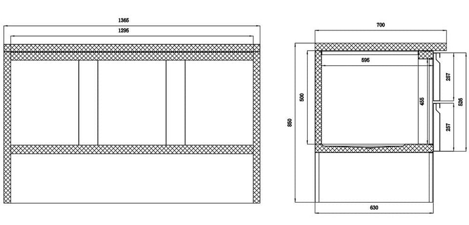 ECOLINE 700 Saladette 3-türig mit Klappdeckel - 368 l