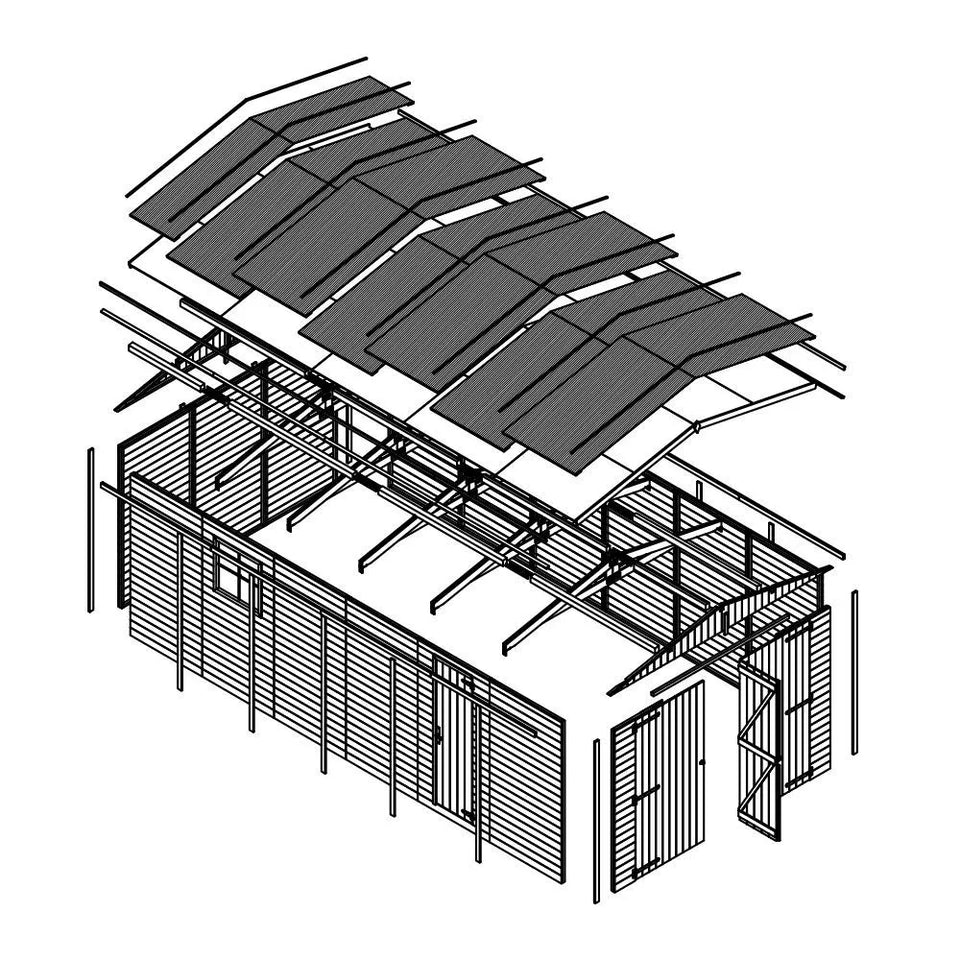 Holzgarage aus vorgefertigten Elementen G19a - H222xL616xB324