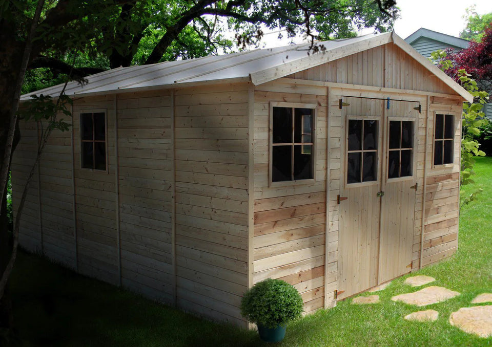 Elementgartenhaus Aachen mit Satteldach - L: 500 cm x B: 400 cm - inkl. Dachpappe