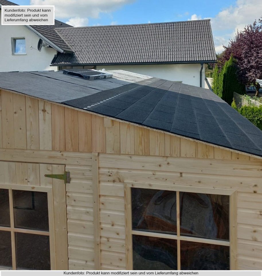 Elementgartenhaus Aachen mit Satteldach - L: 500 cm x B: 400 cm - inkl. Dachpappe