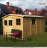 Blockbohlen Gartenhaus Genf mit Satteldach - L: 400 cm x B: 300 cm - inkl. Dachpappe