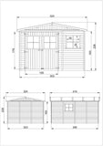 Blockbohlen Gartenhaus Genf mit Satteldach - L: 400 cm x B: 300 cm - inkl. Dachpappe