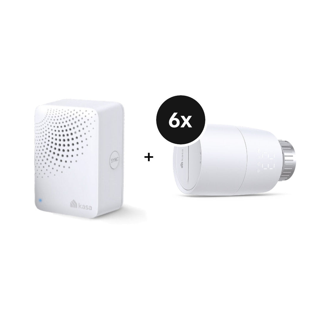 TP-Link Kasa KE100 KIT - Starter-Set mit 6 Heizkörperthermostaten (V1.2) & Bridge