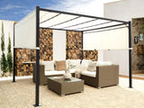 Pergola mit LED-Beleuchtung Stahl beige 310 x 310 cm PARGA