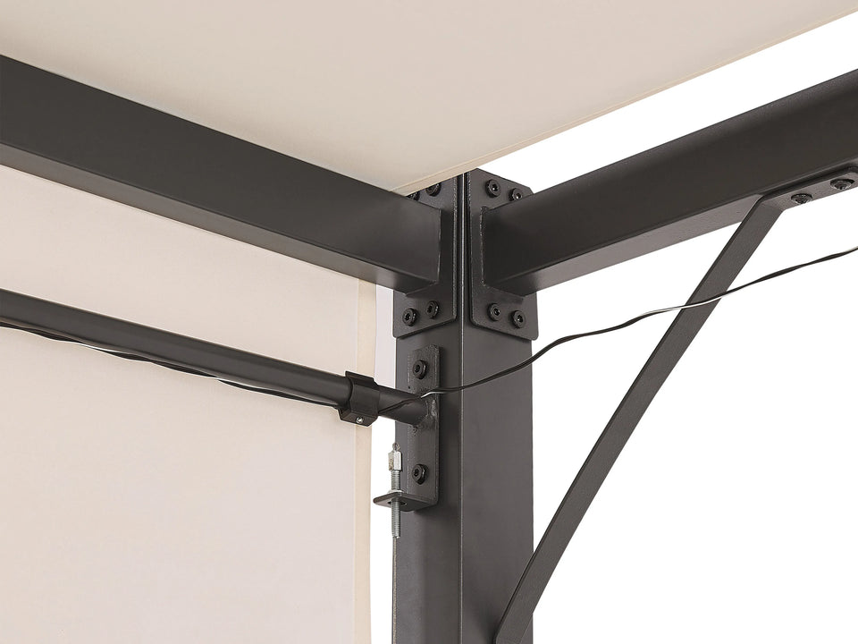 Pergola mit LED-Beleuchtung Stahl beige 310 x 310 cm PARGA