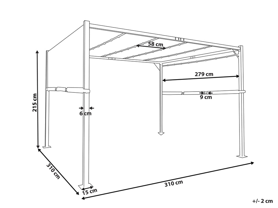 Pavillon LED PARGA Metall 310 cm 310 cm Beige