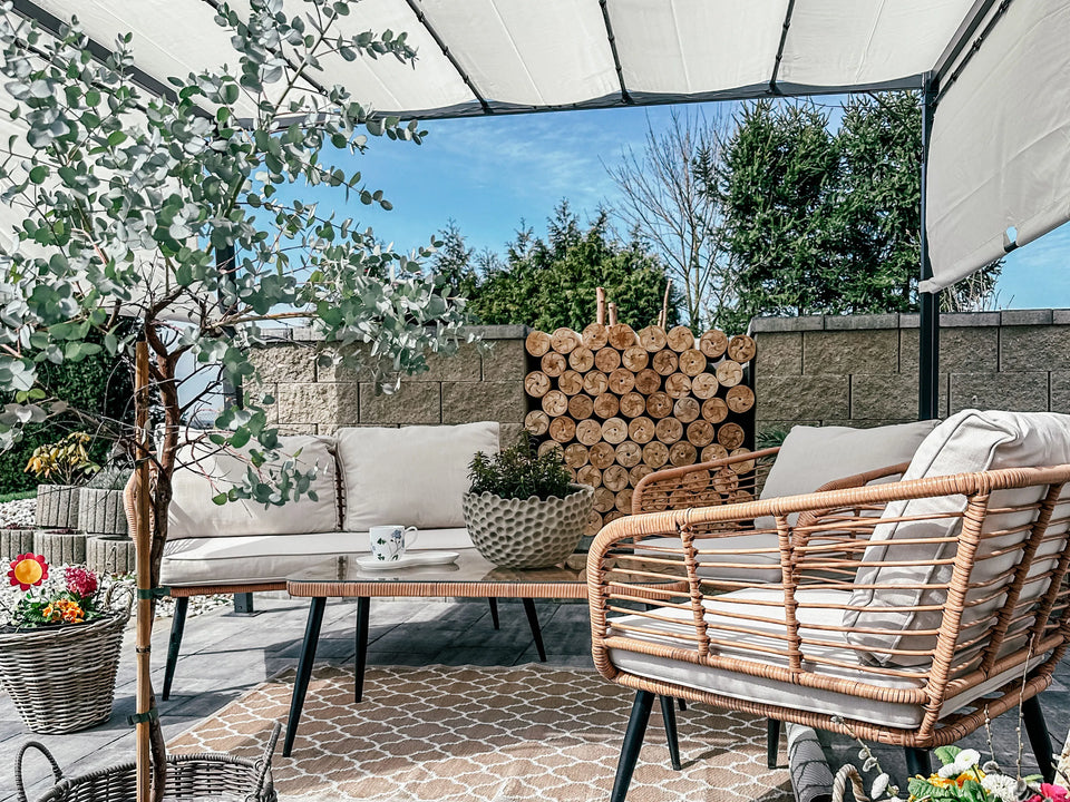 Pergola mit LED-Beleuchtung Stahl beige 310 x 310 cm PARGA