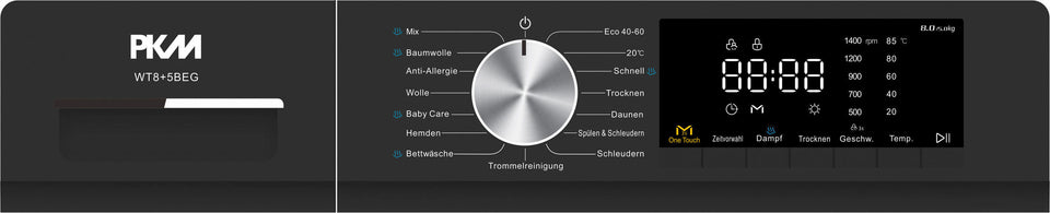 WASCHTROCKNER WT8+5BEG - Dunkelgrau, Basics, Glas/Kunststoff (60/85/52cm) - PKM