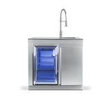 GORILLER® SILVERBACK S1 Outdoor-Küche, Gasgrill mit Kühlschrank-Waschbecken-Kombination, Edelstahl, Silber