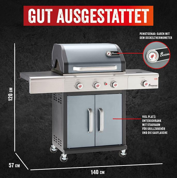 GASGRILL Grau, Schwarz